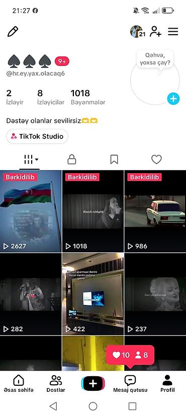 tiktok seyfesi: Xidmət: TikTok hesabı və kontent səhifəsi Təsvir: - Platforma: TikTok — 1