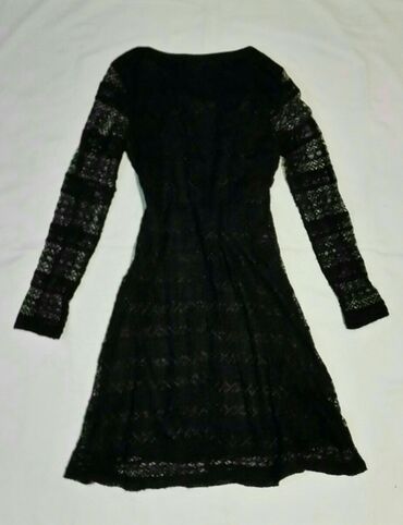 haljine od čipke i svile: M (EU 38), color - Black, Other style, Long sleeves