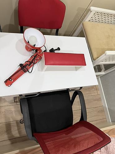 stolüstü ofis dəsti: İş masası dəsti – masa, ofis kreslosu və süfrəüstü işıq - Masa: Ağ — 4