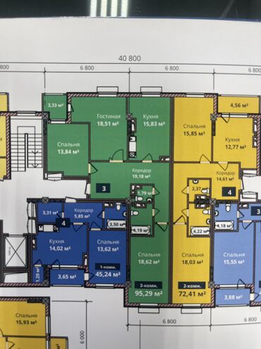 квартира узак монотго: 3 комнаты, 95 м², Элитка, 3 этаж, ПСО (под самоотделку)