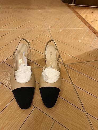 Tuflilər: Məhsul: Qadın ayaqqabısı – bej/qaranın kombinasiyasında slingback — 2