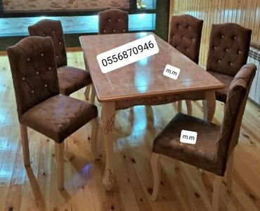 vasitcisiz otaq kiraysi: Для гостиной, Новый, Раскладной, Прямоугольный стол, 6 стульев, Азербайджан