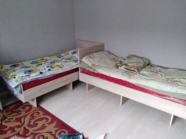 мебель спалний: Уктоочу бөлмө гарнитуру, Бир кишилик керебет, ДСП, түсү - Саргыч боз