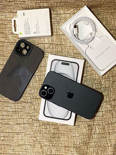 apple x: IPhone 15, 128 GB, Black Titanium, Zəmanət, Simsiz şarj, Face ID