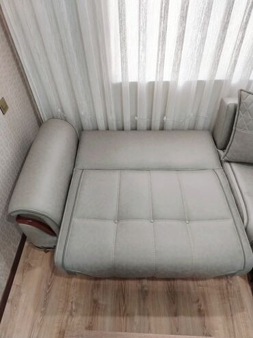 Divan və masa dəstləri: Künc divan dəsti Açılan, bazalı, - Rəng: Açıq boz (boz-yaşıl tonlu) — 21