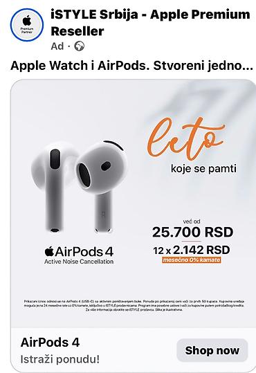 andrea bocelli cd: 1)Nove neotpakovane AirPods 4 slušalice 2)Originalno pakovanje 3)100% — 3