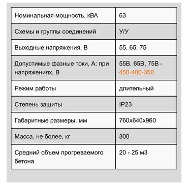 Другое строительное оборудование: Сухой трансформатор для прогрева бетона ТСДЗ – 63/0,38 предназначен