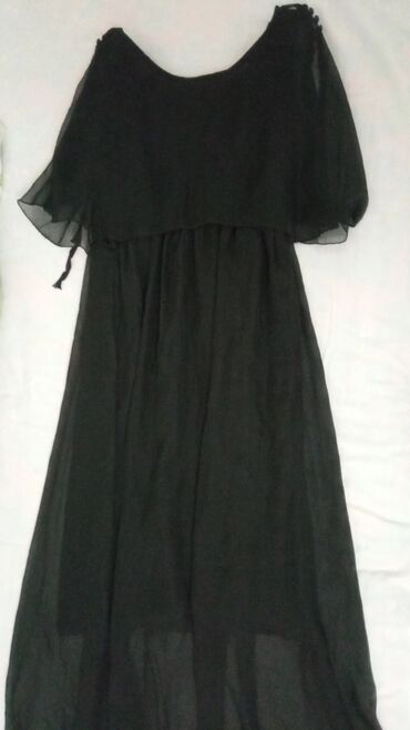 платье с воротником: Вечернее платье, Коктейльное, Длинная модель, Шифон, Без рукавов, M (EU 38)
