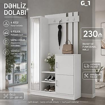 Ev üçün mebel: Dəhliz Dolabı – G_1 modeli - 4 ədəd asqı: gündəlik geyim və — 1