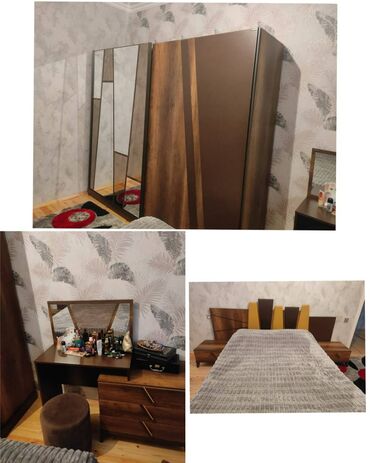 кровать двуспальная с матрасом: 2 təknəfərlik çarpayı, Termo, Dolab, 2 tumba, İşlənmiş