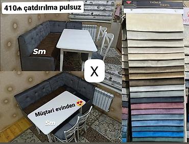 l masalar: Mətbəx künc dəsti – rahat L formalı divan, masa və stullarla komplekt — 1