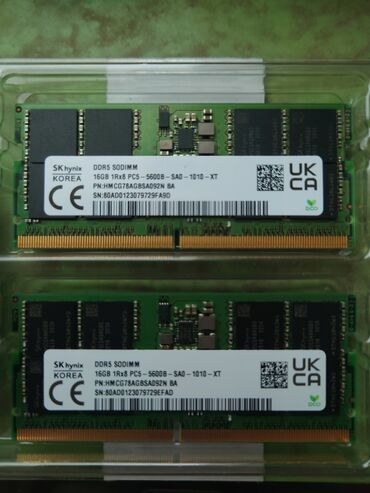 оперативная память aitc: Оперативдик эс-тутум, Колдонулган, Hynix, 32 ГБ, DDR5, 5600 МГц, Ноутбук үчүн