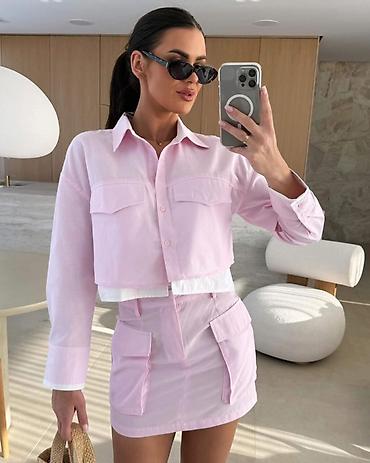 Kompleti: 🔥Top zenski komplet košulja + mini suknja
✅3200 din — 5