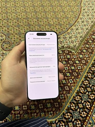 ipad мини: IPhone 15 Pro, синий цвет (Titanium Blue)
256гб
86%акб
Есим — 2