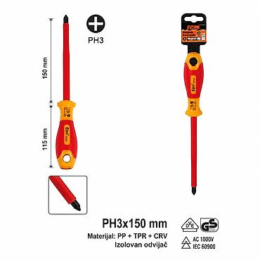 KMT Visokotlačni odvijač 2309038 - Tip: Phillips PH3 - Dimenzije