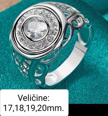 srebrne torbice svecane: Unisex ring, Material: Cubic zirconia