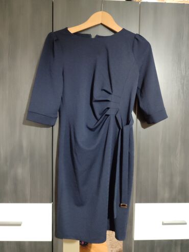 haljine pliš: XL (EU 42), bоја - Tamnoplava, Drugi stil, Drugi tip rukava