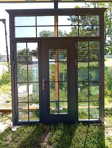 Двери для домов и квартир, Одностворчатая, Со стеклом, цвет - Серый