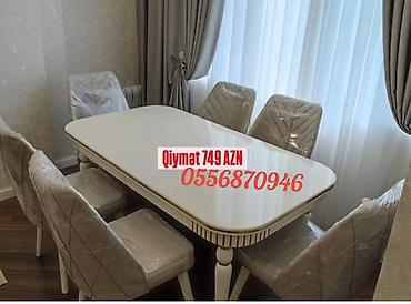 qoz: Qonaq otağı üçün, Yeni, Açılmayan, Oval masa, 6 stul — 2