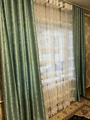 плюшевый плед: Шторалар комплекти, Сатин, Комплектте тюлу бар, Даяр буюм, Жаңы, Конок бөлмөсү үчун
