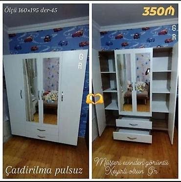 paltar refleri: Yeni, 3 qapılı, Güzgülü, Ağ, Açılan, Düz dolab — 1