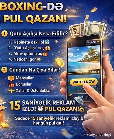 any inboxing: ANY UNBOXING – mobil tətbiq/servis Xüsusiyyətlər: - Gündəlik qutu — 2