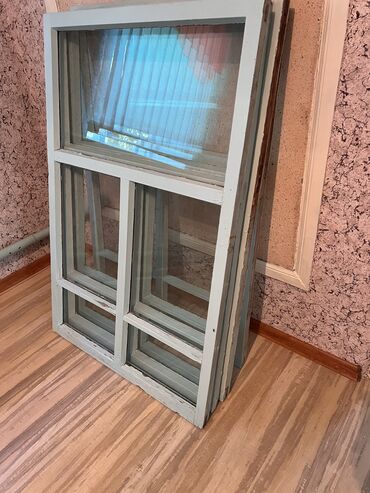 алюминиевые окна бу: Деревянное окно, Глухое, цвет - Голубой, Б/у, 120 *80, Самовывоз