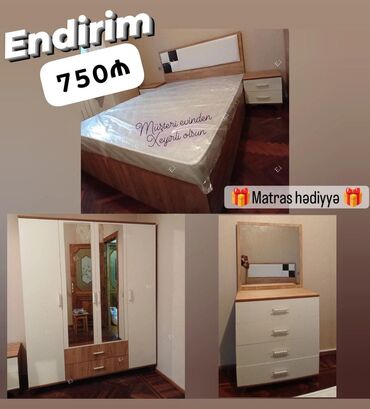 спални мебеллар: İkinəfərlik çarpayı, Termo, 2 tumba, Dolab, Yeni
