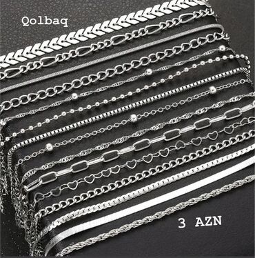 Bilərziklər: Qolbaq – müxtəlif zəncir dizaynları 2ədəd alana bir gümüş üzük