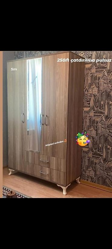 2 ci el dolab: Dolab yeni qarderob paltar dolabı güzgülü 3 qapılı siyirməli dolab — 1