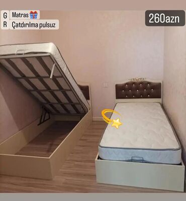 bazali tek carpayilar: Новый, Односпальная кровать, С подъемным механизмом, С матрасом, Без выдвижных ящиков