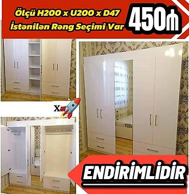 paltar dolab: Yeni, 5 qapı, Güzgülü, Ağ, Açılan, Düz dolab — 1