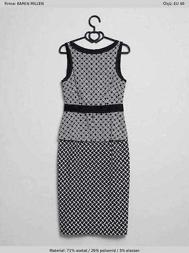 hicablı don: Karen Millen qadın paltarı - Ölçü: EU 40 - Rənglər: qara-ağ - Model — 1