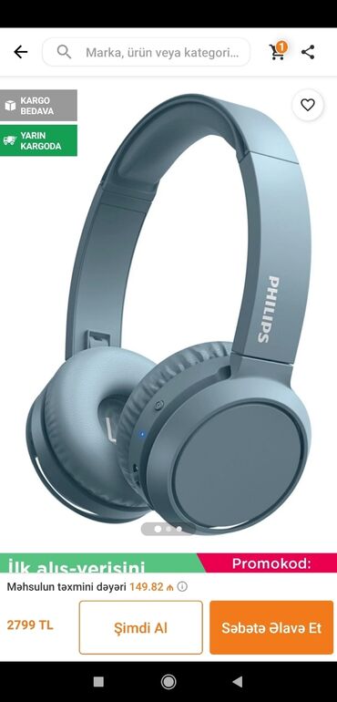 philips m600: Phillips mavi Bluetooth-lu qulaqliq Tah4205 satılır, Trendyol qiyməti