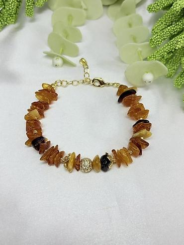 triko dest: Təbii daşlardan qolbaq kolleksiyası - Model 1: Açıq sarı, südümtül və — 3