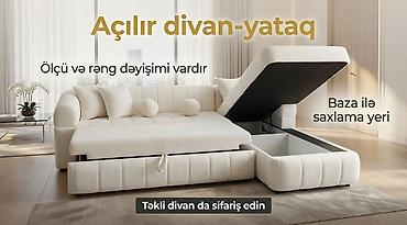 бескаркасные диваны: Açılır divan-yataq - L‑şəkilli, yumşaq və komfortlu oturacaq sahəsi - — 1