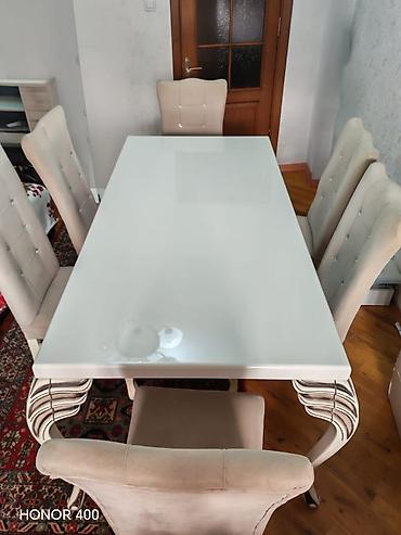 Qonaq otağı üçün, İşlənmiş, Açılmayan, Dördbucaq masa, 6 stul