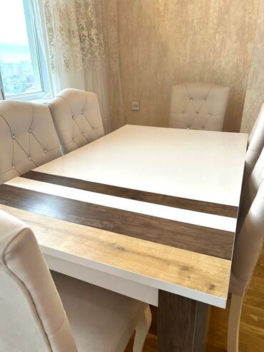 işlenmiş metbex mebelleri: Qonaq otağı üçün, İşlənmiş, 6 stul