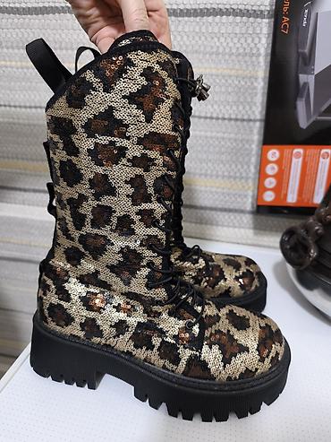 sabo 40: Qadın üçün qalın altlıqlı bağcıqlı botlar - Dizayn: leopard naxışlı — 2