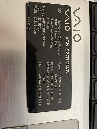 sony batareya: Sony VAIO VGN‑SZ7RMN/B noutbuk Texniki xüsusiyyətlər: - Ekran: 13.3" — 3