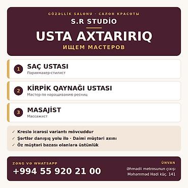 gözəllik ustası: Kiprik ustası tələb olunur, Yerin icarəsi, Təcrübəsiz — 1