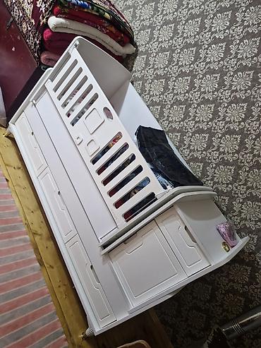 ucuz mebel: Uşaq beşiyi – kombinə edilmiş model - Rəng: ağ - Material: MDF/taxta — 2