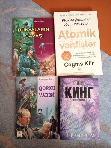 dünya xeritesi: Ceyms Klir- Atomik vərdişlər Stiven Kinq- çerniy dom Artur Konan Doyl-