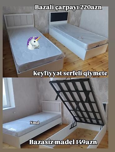 cərpayı iki nəfəelik: Ağ rəngdə tək nəfərlik çarpayılar - Bazalı model: alt hissə — 1