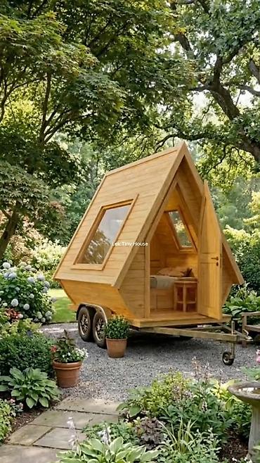 avto disklər: Taxta mobil “tiny house” – qoşqu üzərində A‑karkas mini ev — 1