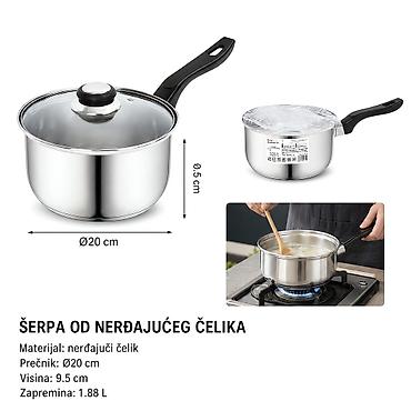 KMT Šerpica za mleko od nerđajućeg čelika sa jednom drškom Opis: -