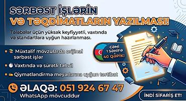 ingilis dili 9 dim: Xidmət: Sərbəst işlərin və təqdimatların yazılması - Tələbələr üçün — 1