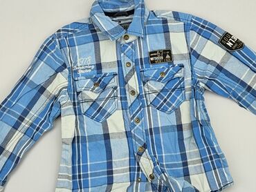 koszula z rozszerzanymi rękawami: Shirt 4-5 years, condition - Fair, pattern - Cell, color - Blue