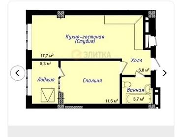 квартиры в аламедин: 1 комната, 42 м², Аламедин-1 мкр Элитка, 2 этаж, ПСО (под самоотделку) — 8