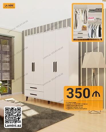 Ev və bağ: 4 qapılı paltar dolabı - Ölçülər: H 200 x U 160 x D 47 sm - Rəng — 1